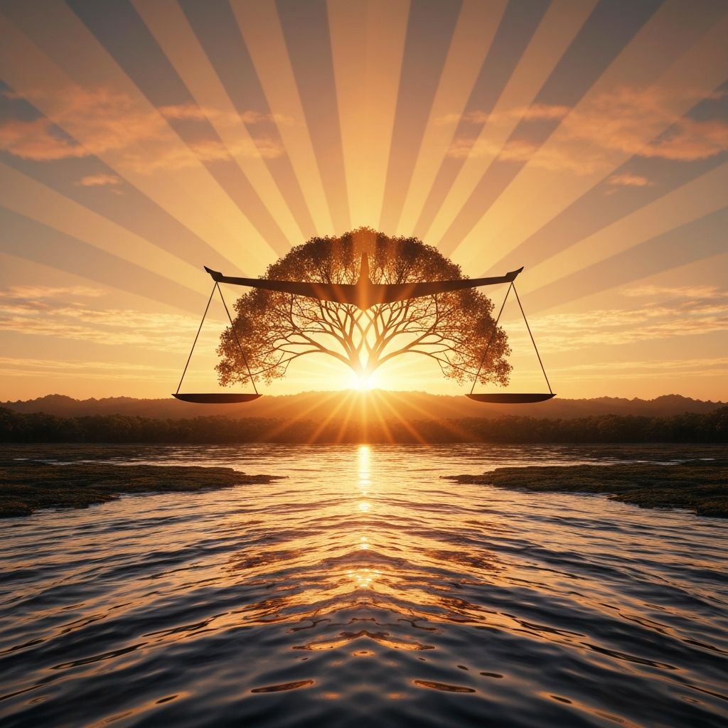 Symbole für Energiebalance und ausgewogene Ernährung im Naturkontext